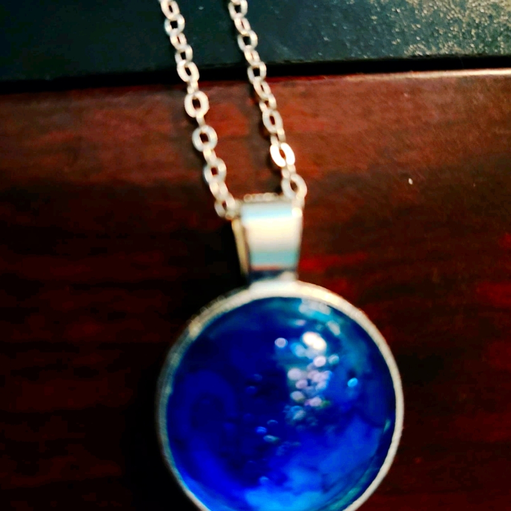 Blue resin necklace